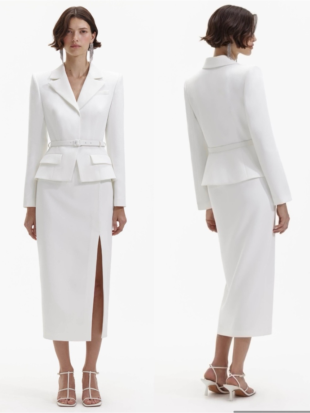 Self-Portrait white Tailored Midi Dress. Size 0